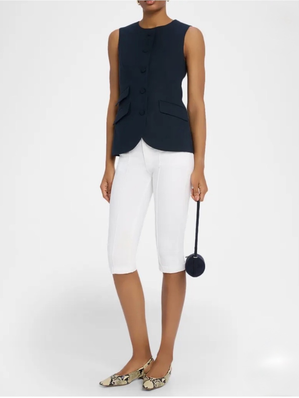 Rag & Bone Linen Blend Sleeveless Button Front Vest in Dark Navy size 2 - Picture 13 of 13